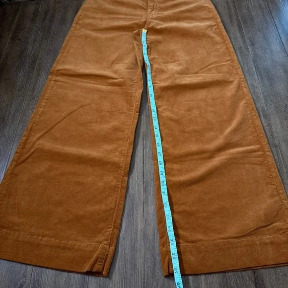 AG Adriano Saige Wide Leg Crop High Rise Corduroy Pant Gold Orange Apricot